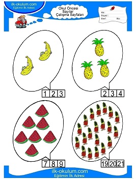 Çocuklar İçin sayı Çalışma Sayfaları 